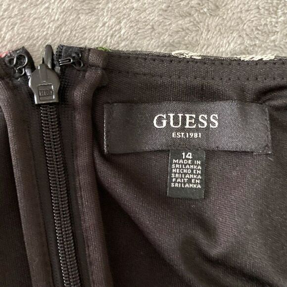Guess Floral Mini Dress Womens 14 Embroidered Spaghetti Strap Party Padded - Picture 6 of 12